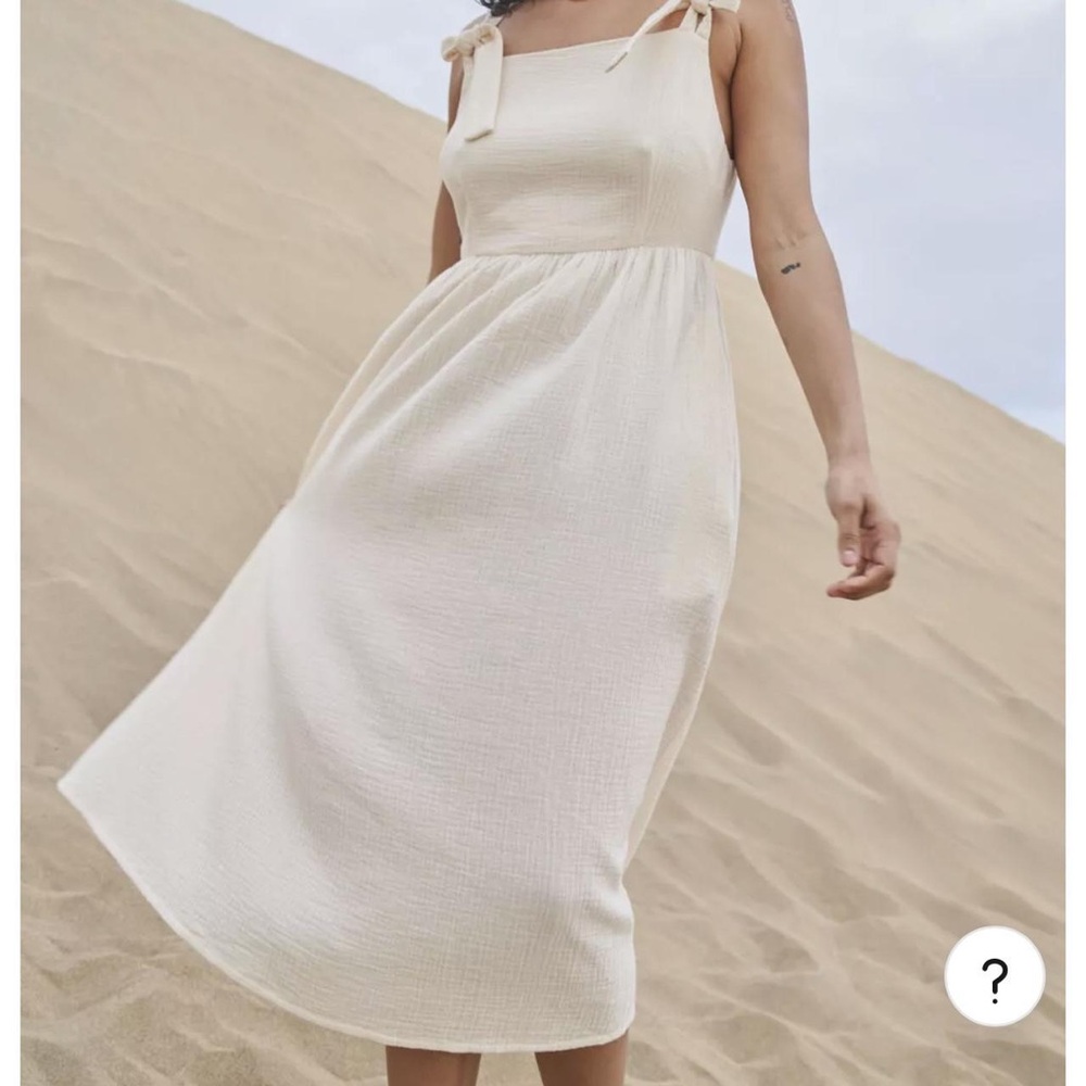 Lucy & Yak Faye Ecru Cotton Gauze Midi Dress